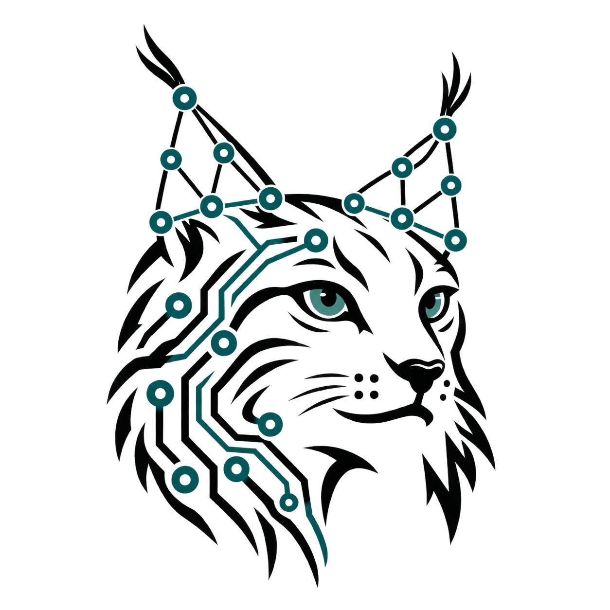 LynxLine — lynx with neural-network ears and circuit traces